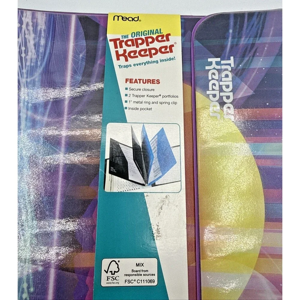 Mead Trapper Keeper Purple Sunset Binder Vintage Inspired 80s 90s Portfolio NEW